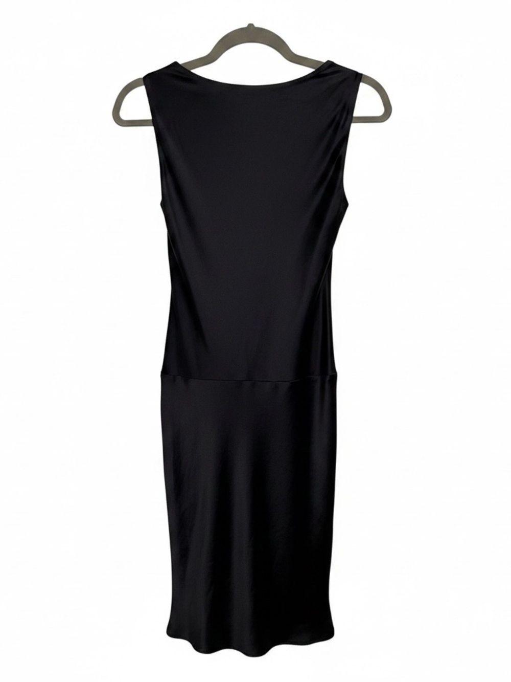 Zara Black Satin Backless Halter Midi Dress Sz M Secure Elastic Waist | EUC - Picture 3 of 10